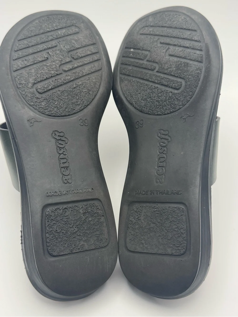 Aerosoft Dark Green and Brown Leather Toe-Ring Slide Sandals Size‎ 39 (US 8-8.5)